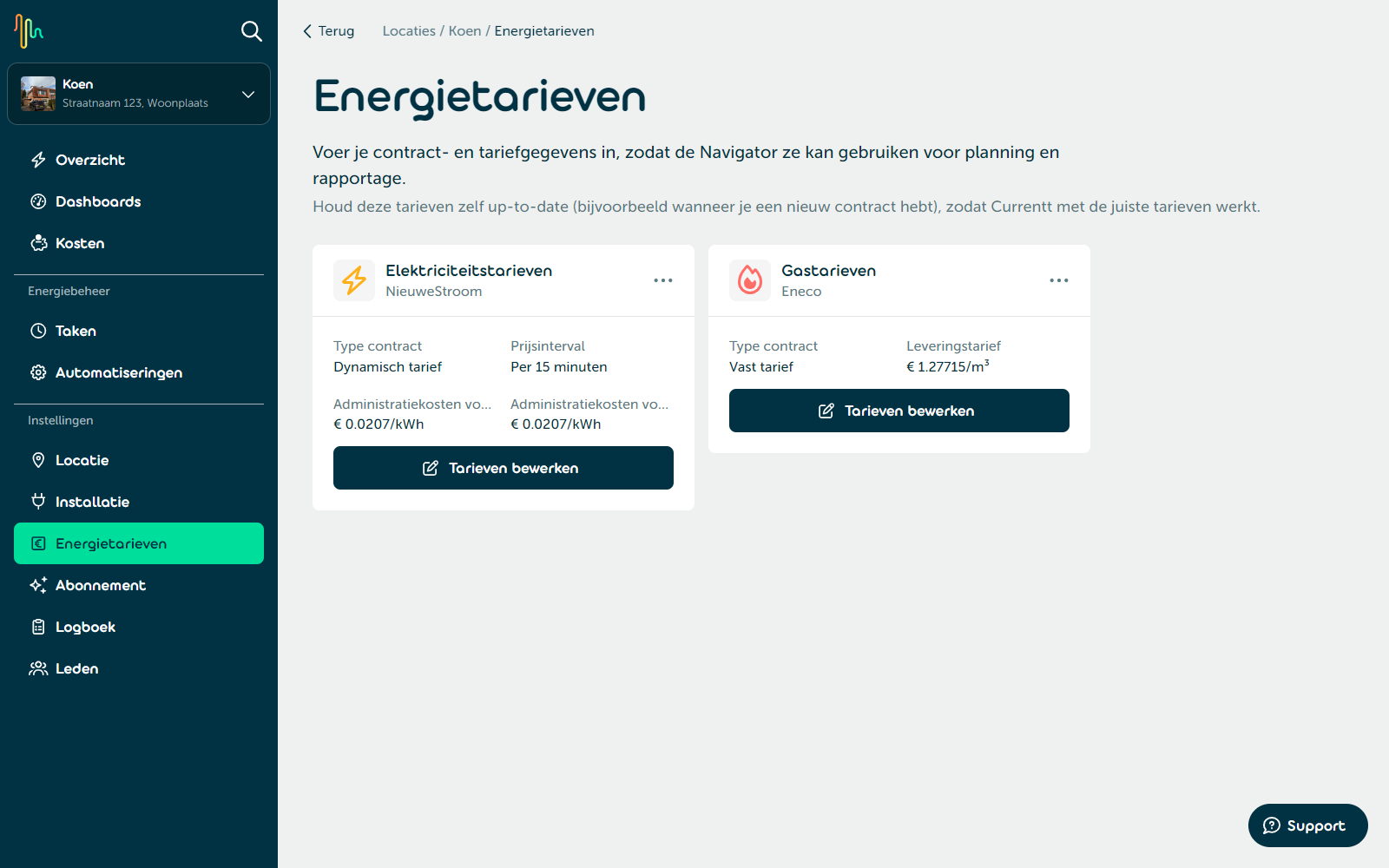 Energy tariffs